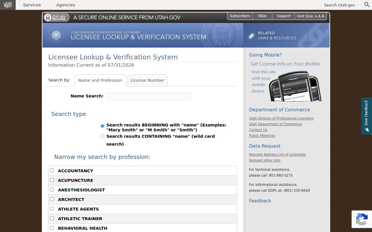 Tooele people search with Utah professional license verification