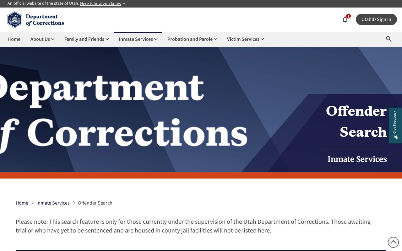 Tooele people search using the Utah corrections offender locator