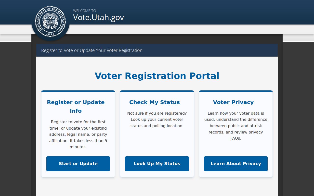 Tooele voter registration lookup entry page
